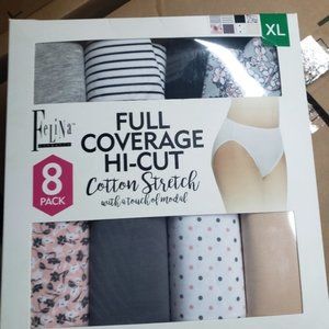 3 Packages of Felina 8 Pack XL Hi Cut Panty